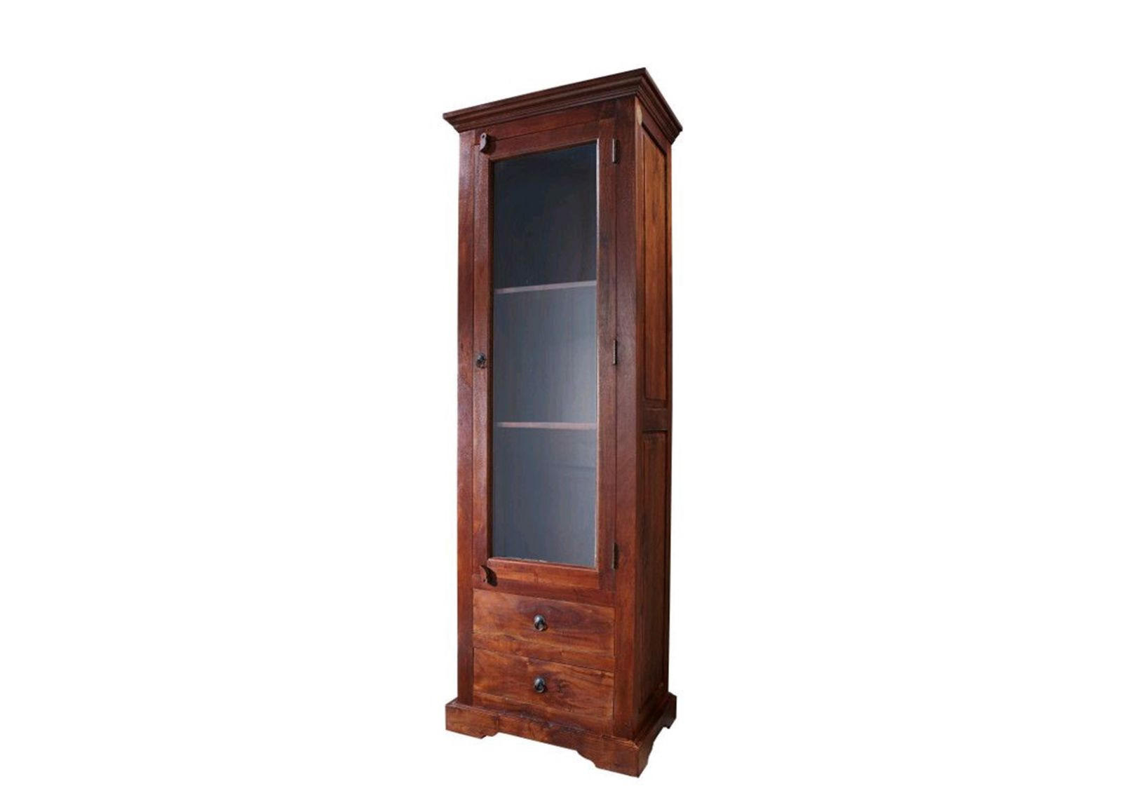 VITRINE Akazie 65x44x191 nougat lackiert OXFORD #432 - Dunkelbraun, Holz (65/191/44cm) - Massivmoebel24