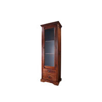 VITRINE Akazie 65x44x191 nougat lackiert OXFORD #432 - Dunkelbraun, Holz (65/191/44cm) - Massivmoebel24