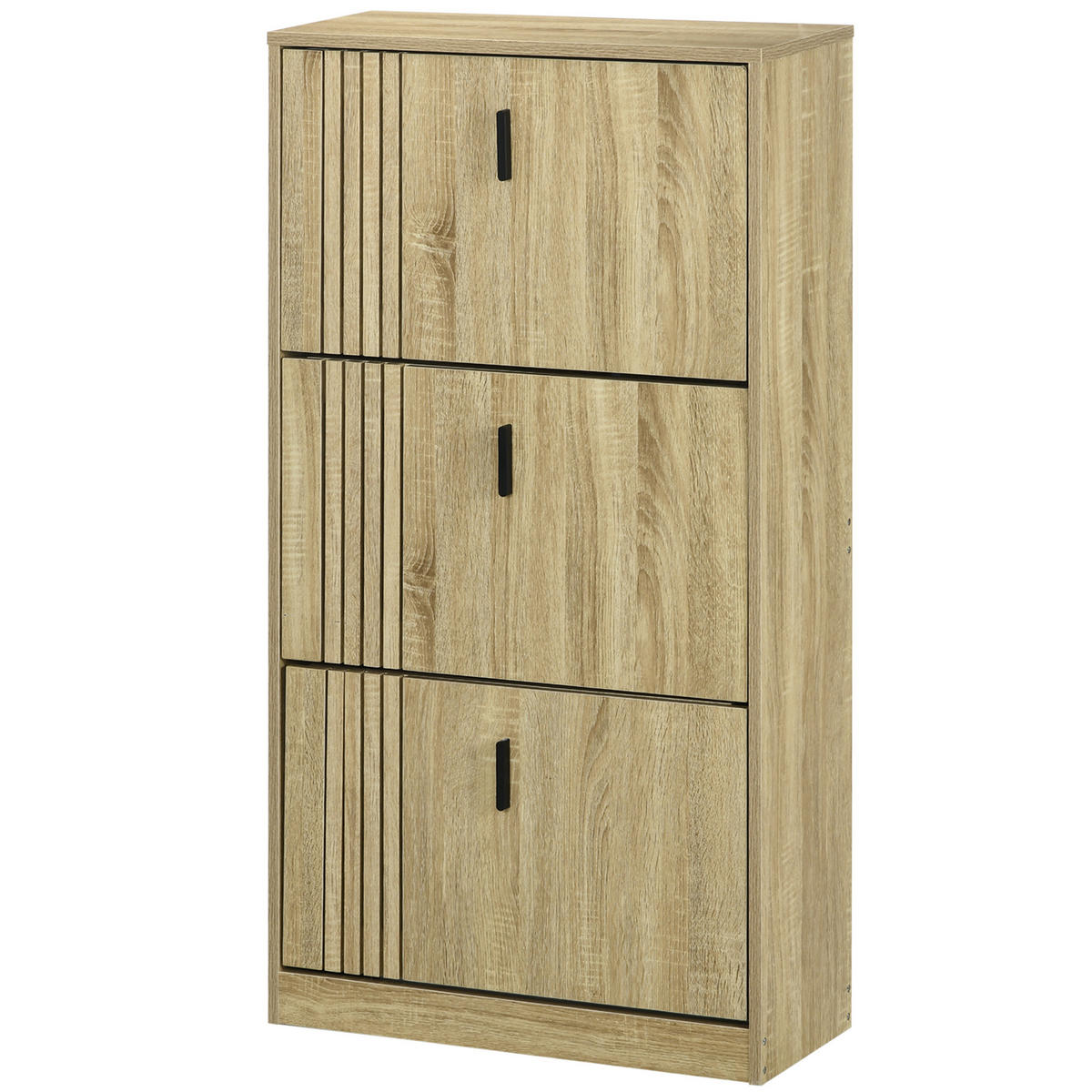 SCHUHSCHRANK DE-14992 3 Klapptüren für 18 Paar Schuhe Eiche - Eichefarben, Holzwerkstoff (63/117/24cm) - ComfortXL
