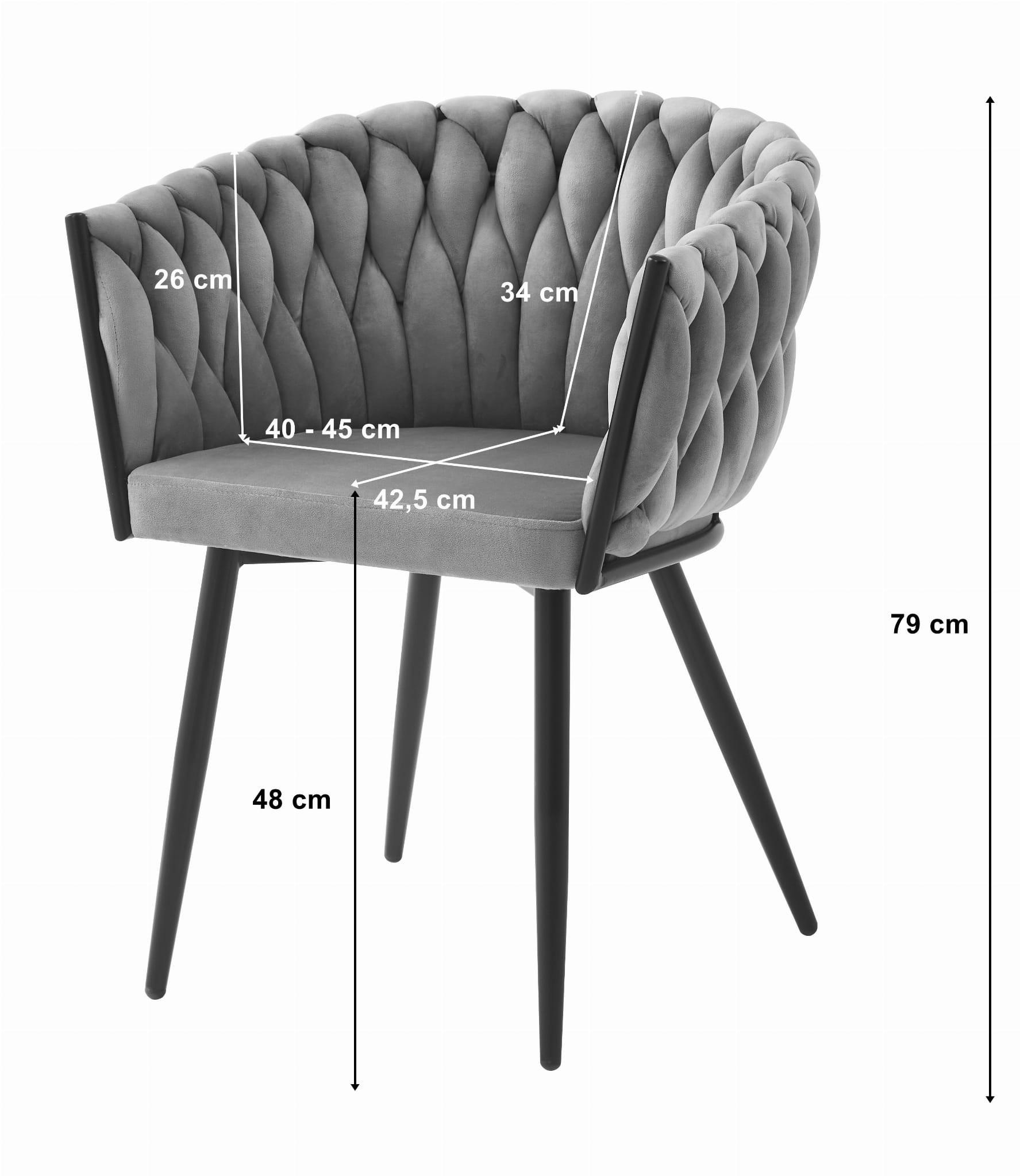 STUHL ARONA 6-er Set, Blau, Schwarze metallische Beine - Blau, Textil/Metall (61/79/55cm) - Komodee