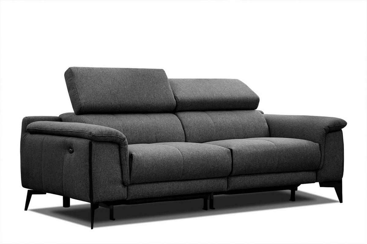 RELAXSOFA MATERA 3-Sitzer mit 2 Relaxfunktionen, schwarz - Schwarz, Holzwerkstoff/Textil (212/82/103cm) - Courtois Laville