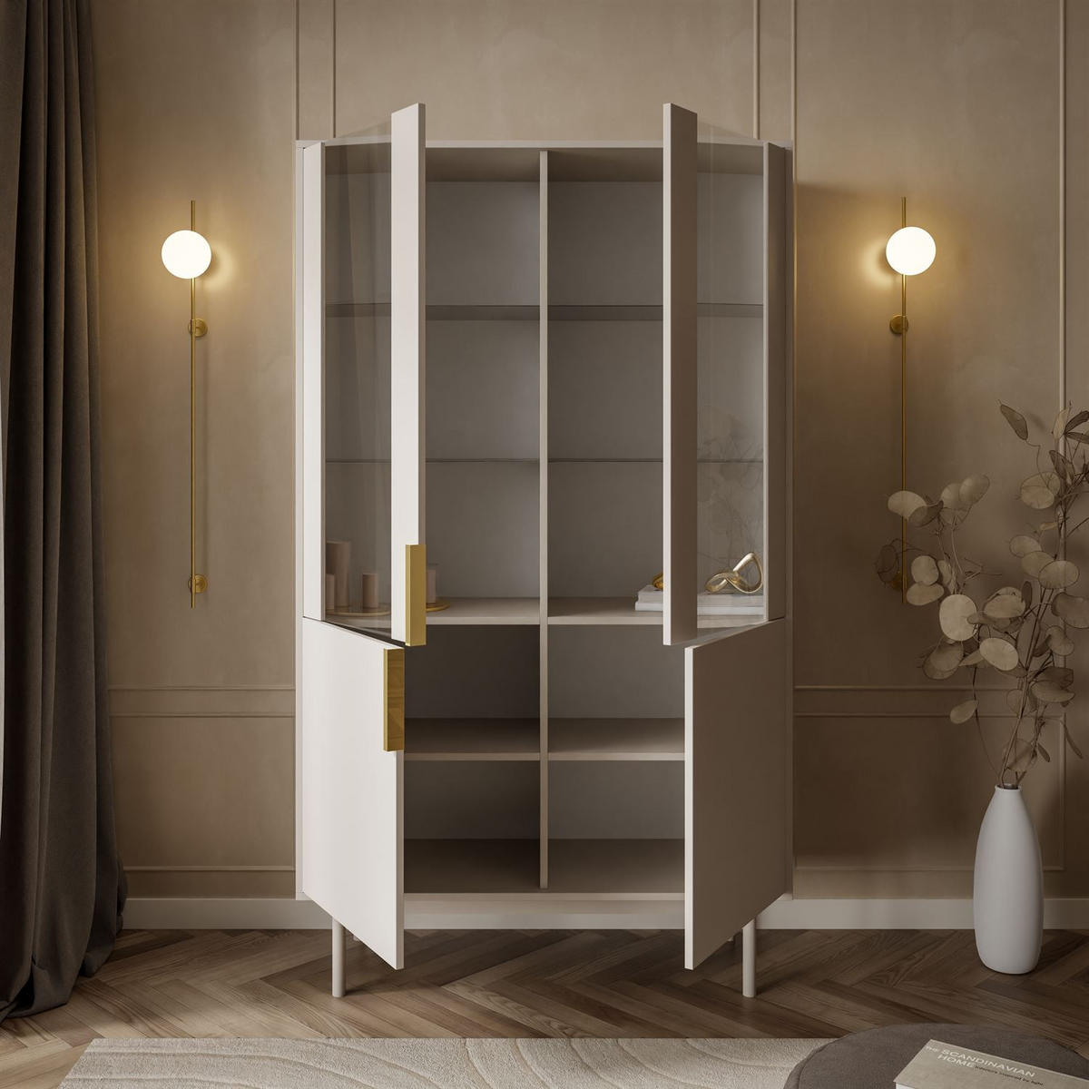 VITRINE MIRACLE mit Glasfront Kaschmir - Kaschmir, Holzwerkstoff (104/180/39cm) - Lookway