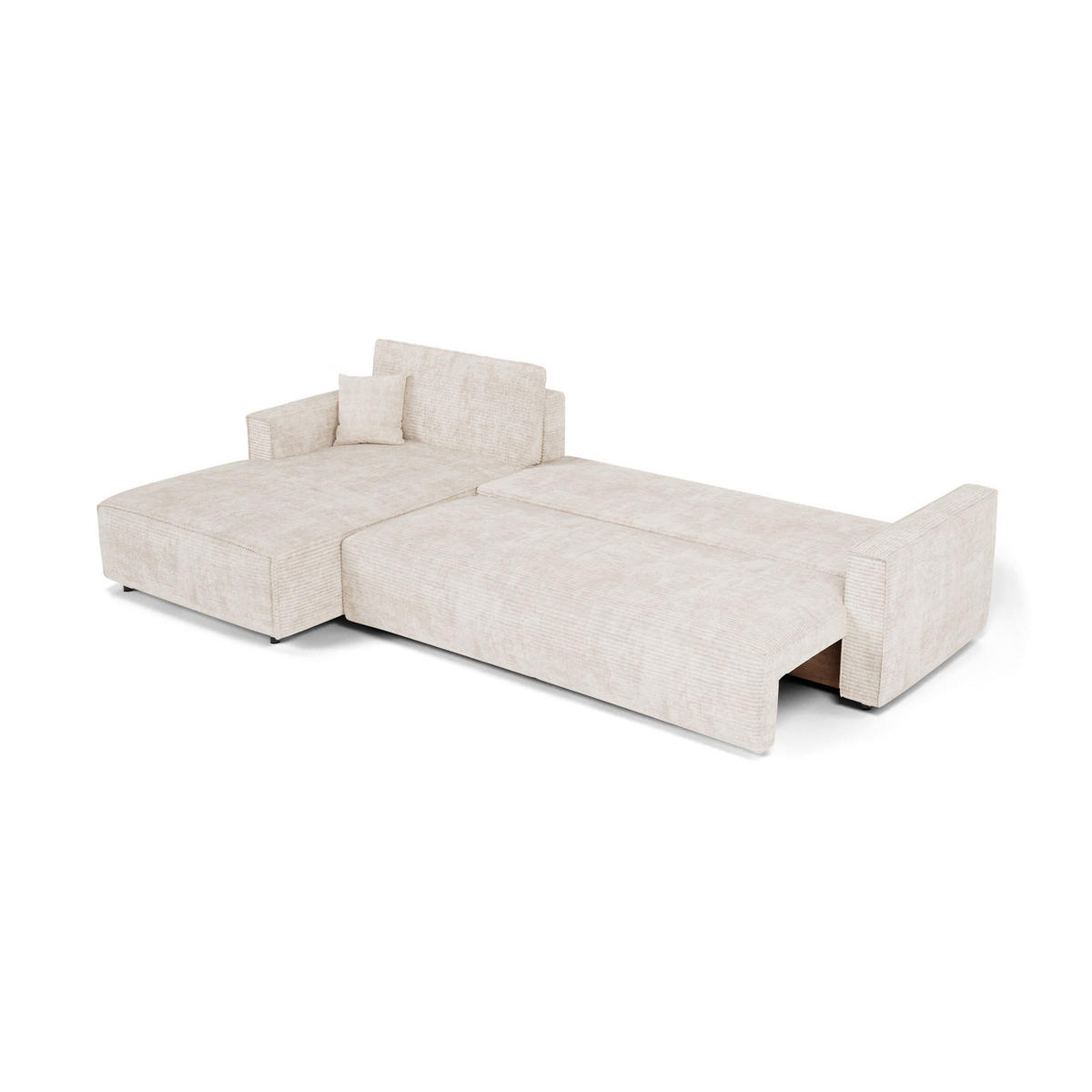 LINKSECK-SCHLAFSOFA mit Stauraum Cord Creme 297cm - Creme, Textil (297/167cm) - Premium Interiors