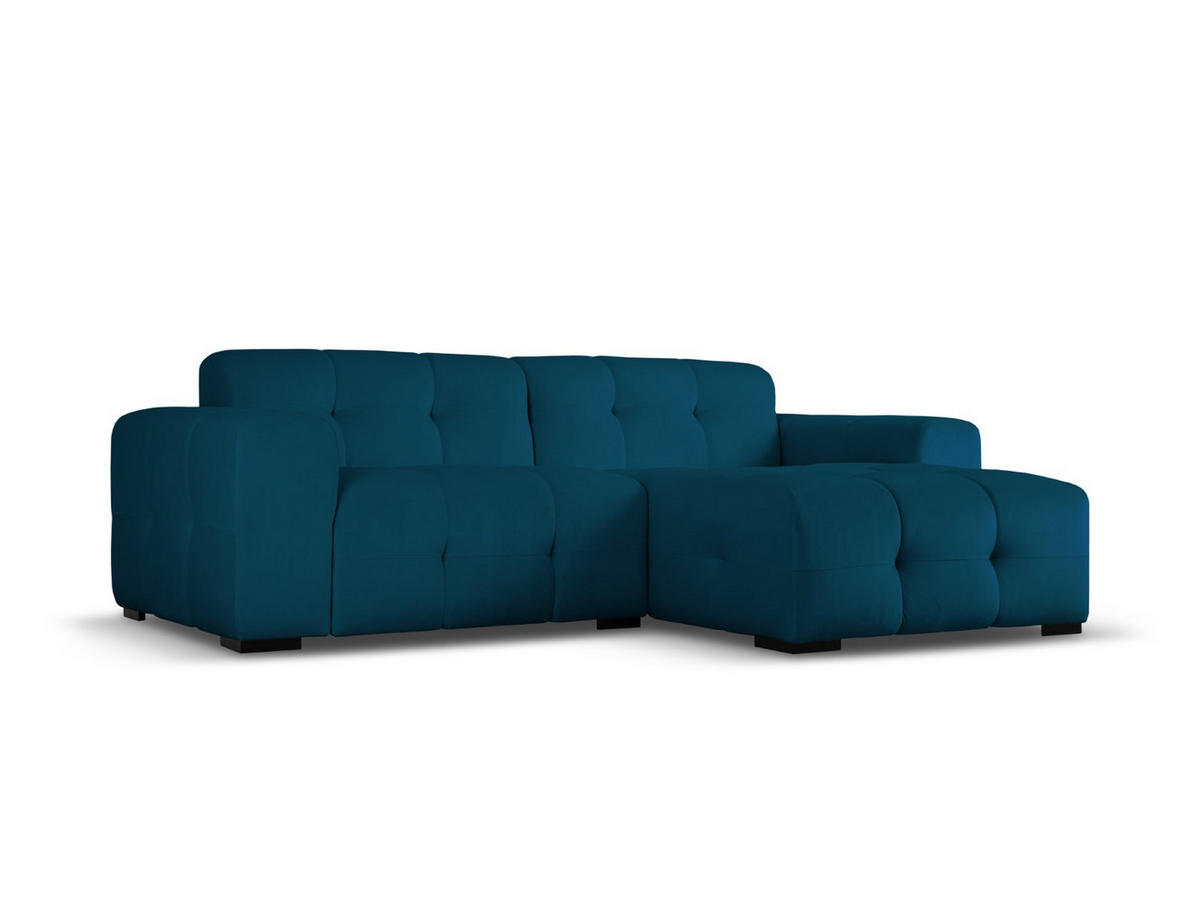 ECKSOFA rechts Kendal aus Samt marineblau 4 Sitzplätze - Blau, Textil (173/256cm) - Micadoni