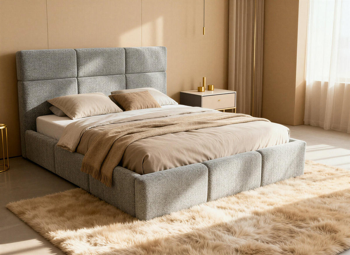 POLSTERBETT Celine - Eichefarben/Schwarz, Holz/Kunststoff (180/200cm) - Sofnet