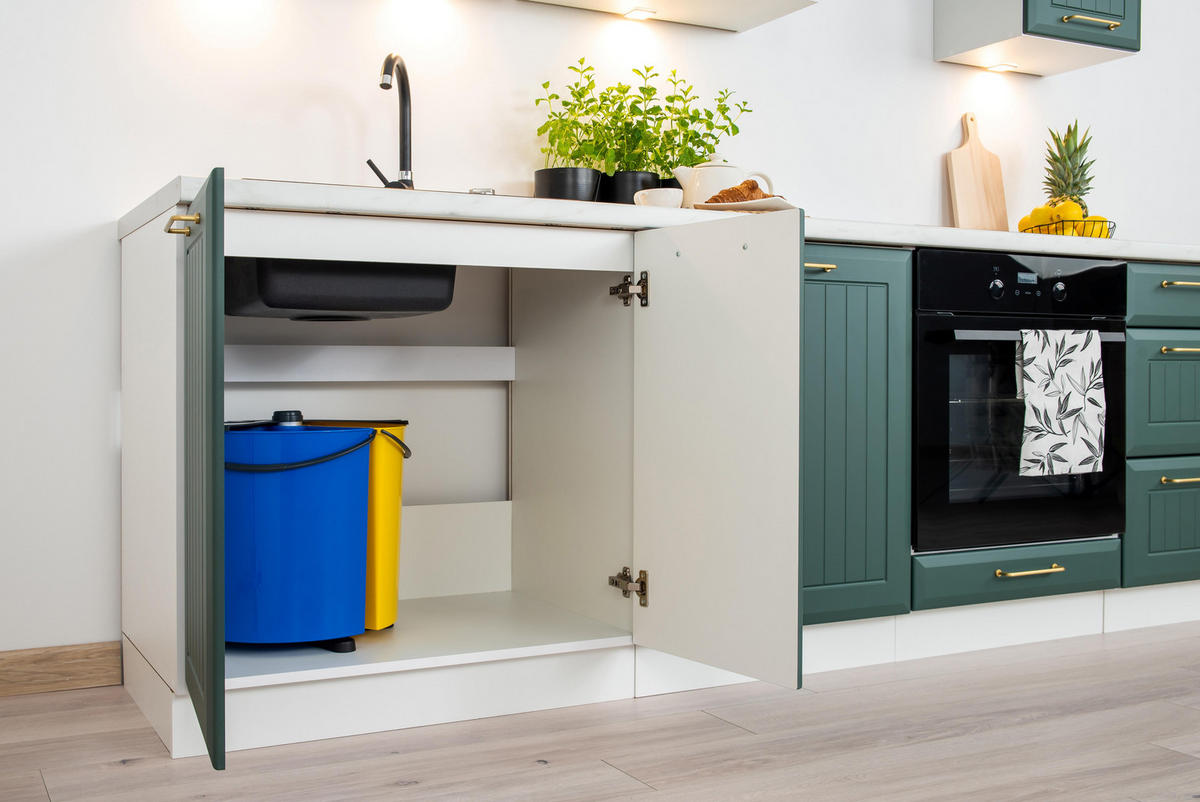 KÜCHENZEILE 240 cm - IRMA KS2-G240 - in Grün / Matt - Goldfarben/Grün, Holz/Holzwerkstoff (240/52.4/213.3cm) - Royal24_Markt