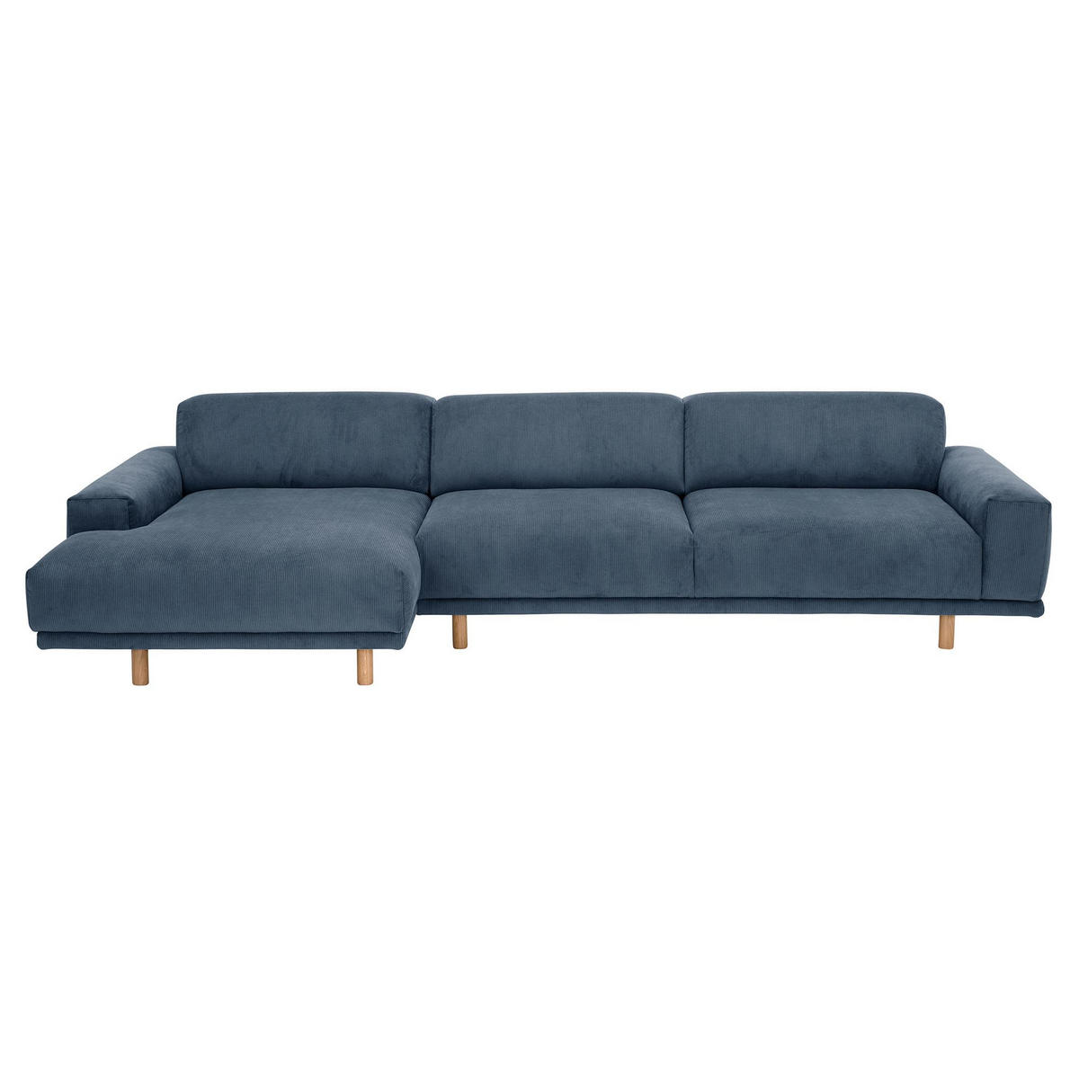 ECKSOFA mit Longchair links Kattryna Cordstoff blau - Blau, Kunststoff (133/283cm) - 58aufmkessel