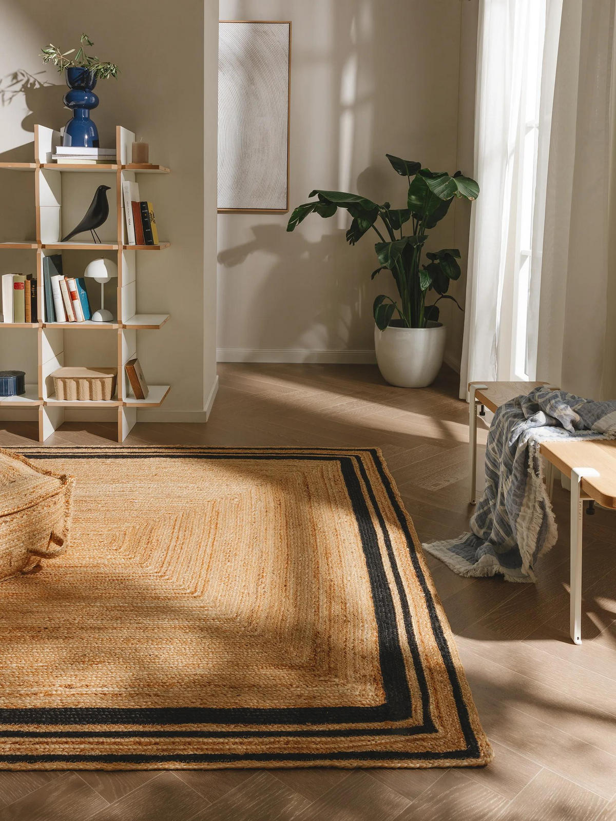 JUTETEPPICH Jutta Schwarz 120x170 cm - Schwarz, Textil (120/170cm) - benuta Pure