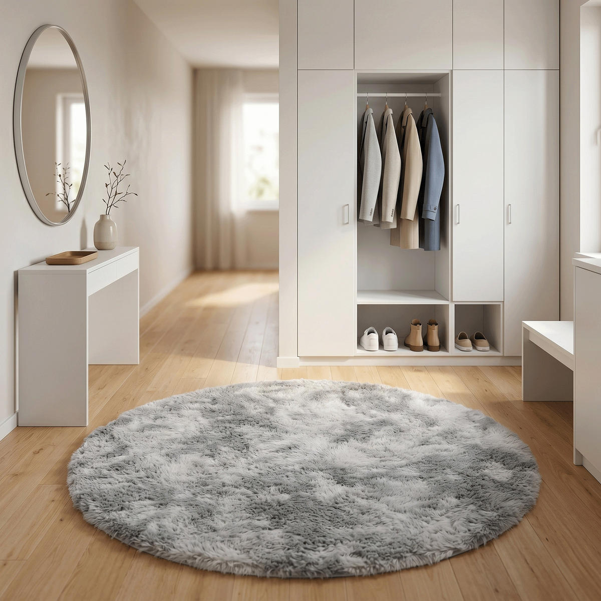 HOCHFLOR SHAGGY TEPPICH FLUFFY RUND - Grau, Textil (200/200cm) - Pergamon
