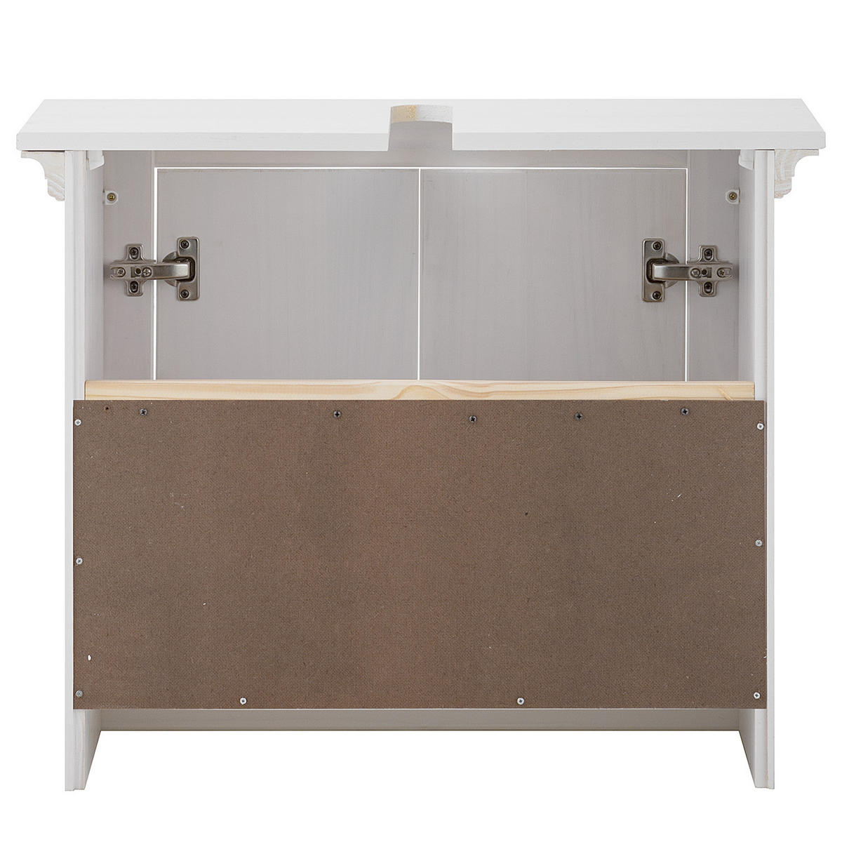 MASSIVER WASCHBECKENUNTERSCHRANK - Kiefer massiv - Silberfarben/Kieferfarben, Holz/Metall (73/61/33cm) - home24