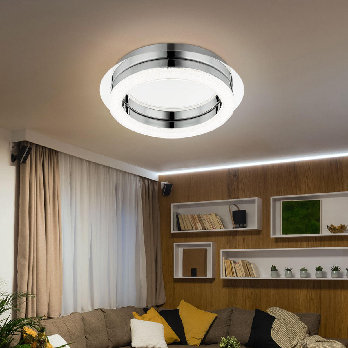 LED DECKENLEUCHTE Acryl Kristall Silber 2er Set - Silberfarben, Metall (28/28/6.7cm) - Globo Lighting