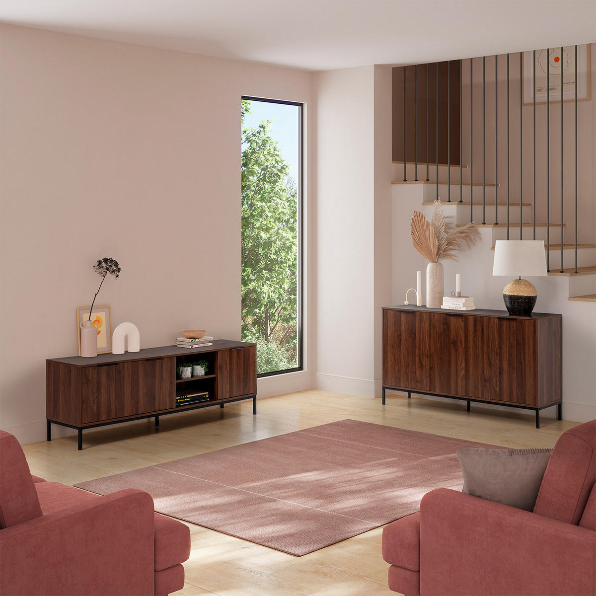 SIDEBOARD Auri 3 türen Walnussfarbe - Walnussfarben, Holzwerkstoff (140/80/40cm)
