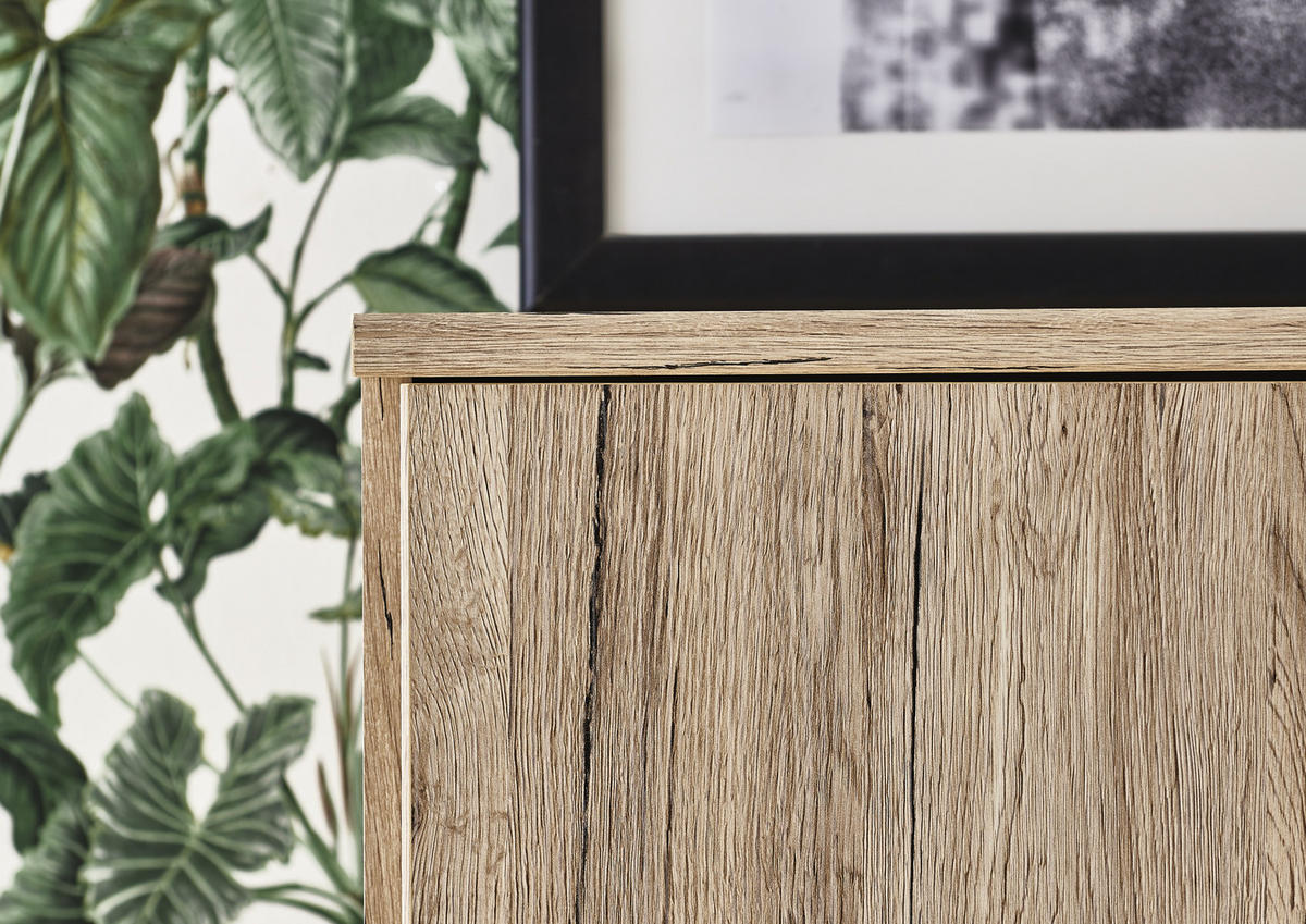 KLEIDERSCHRANK Cariba in Eiche San Remo und Graphit - Drehtürenschrank 3 türig - Eiche San Remo/Grau, Holzwerkstoff (135/199/58cm)