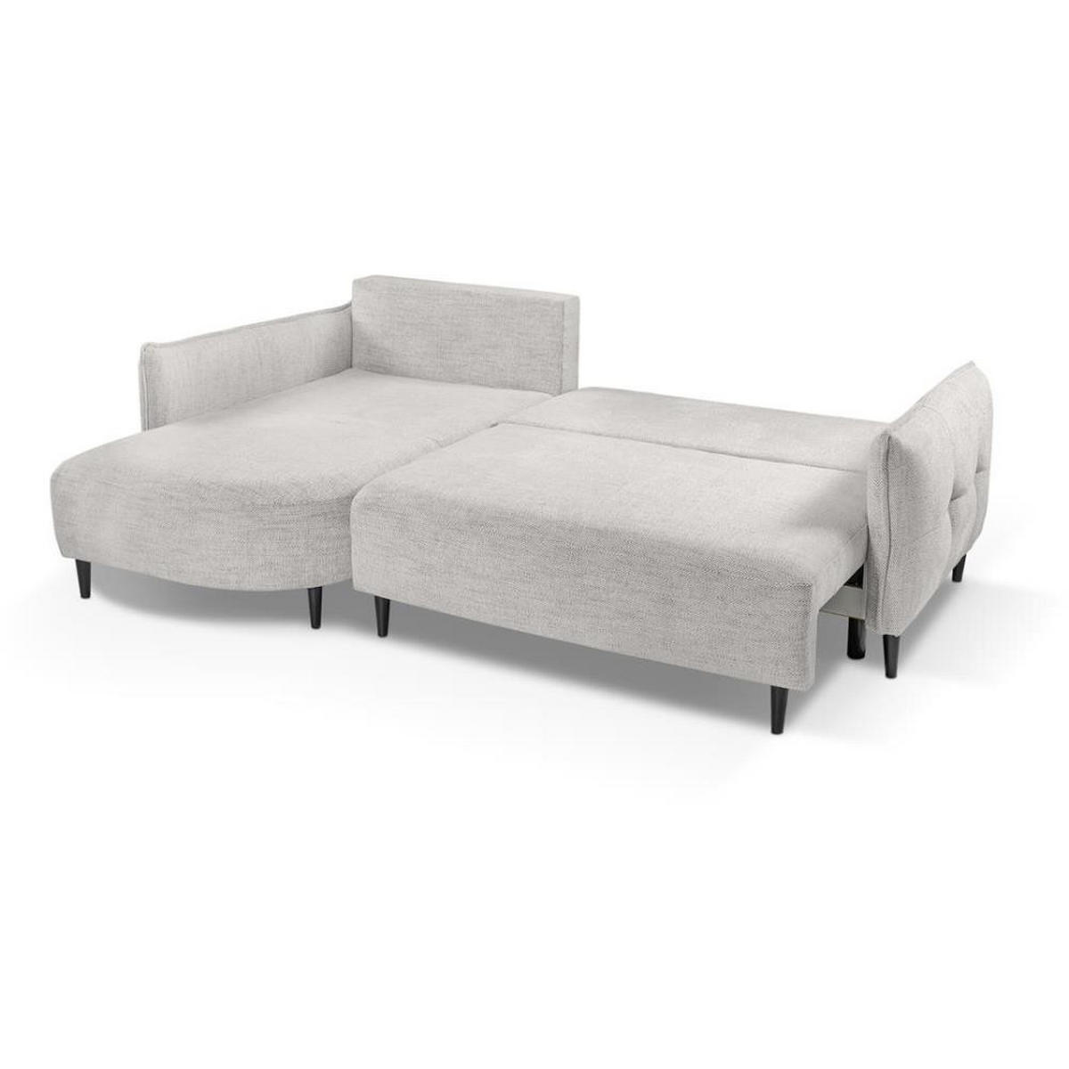 ECKSCHLAFSOFA Sycylia links beige - Beige/Schwarz, Textil (244/165cm) - Beautysofa