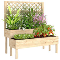 HOCHBEET 2-Stufig DE-12298 mit Rankgitter 108/62/120 cm Natur - Naturfarben, Holz (108/120/62cm) - ComfortXL