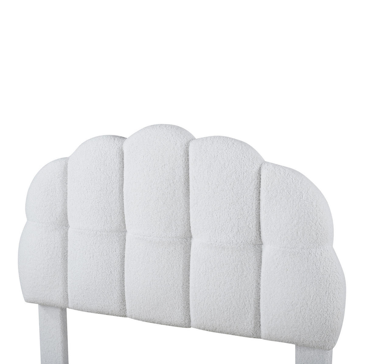 POLSTERBETT 90/200 cm aus Bouclé und MDF mit höhenverstellbarem Kopfteil Weiß - Weiß, Textil (90/200cm) - Modenvie
