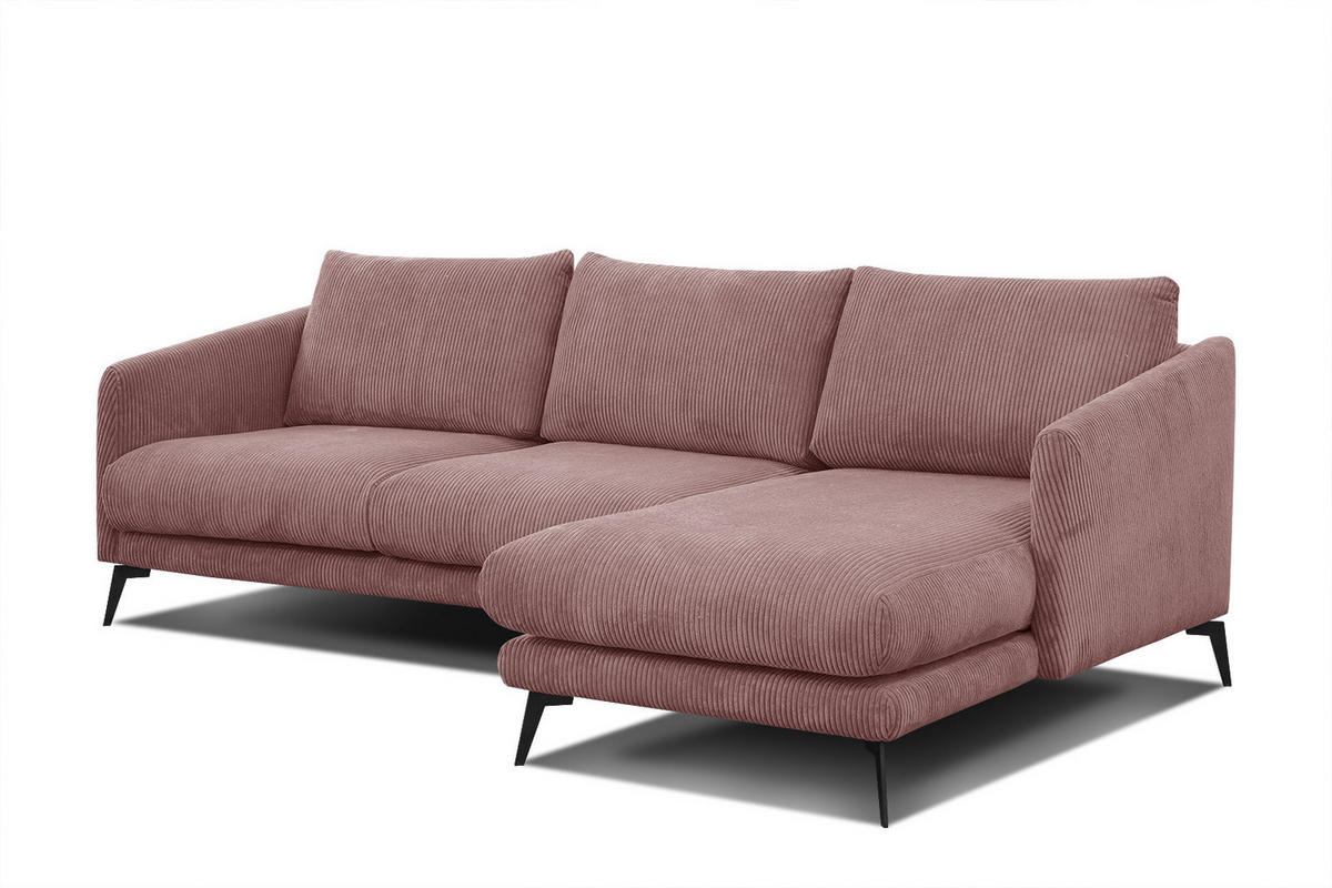 ECKSOFA VILT 4-Sitzer, altrosa - Schwarz/Altrosa, Holzwerkstoff/Textil (255/156cm) - Courtois Laville