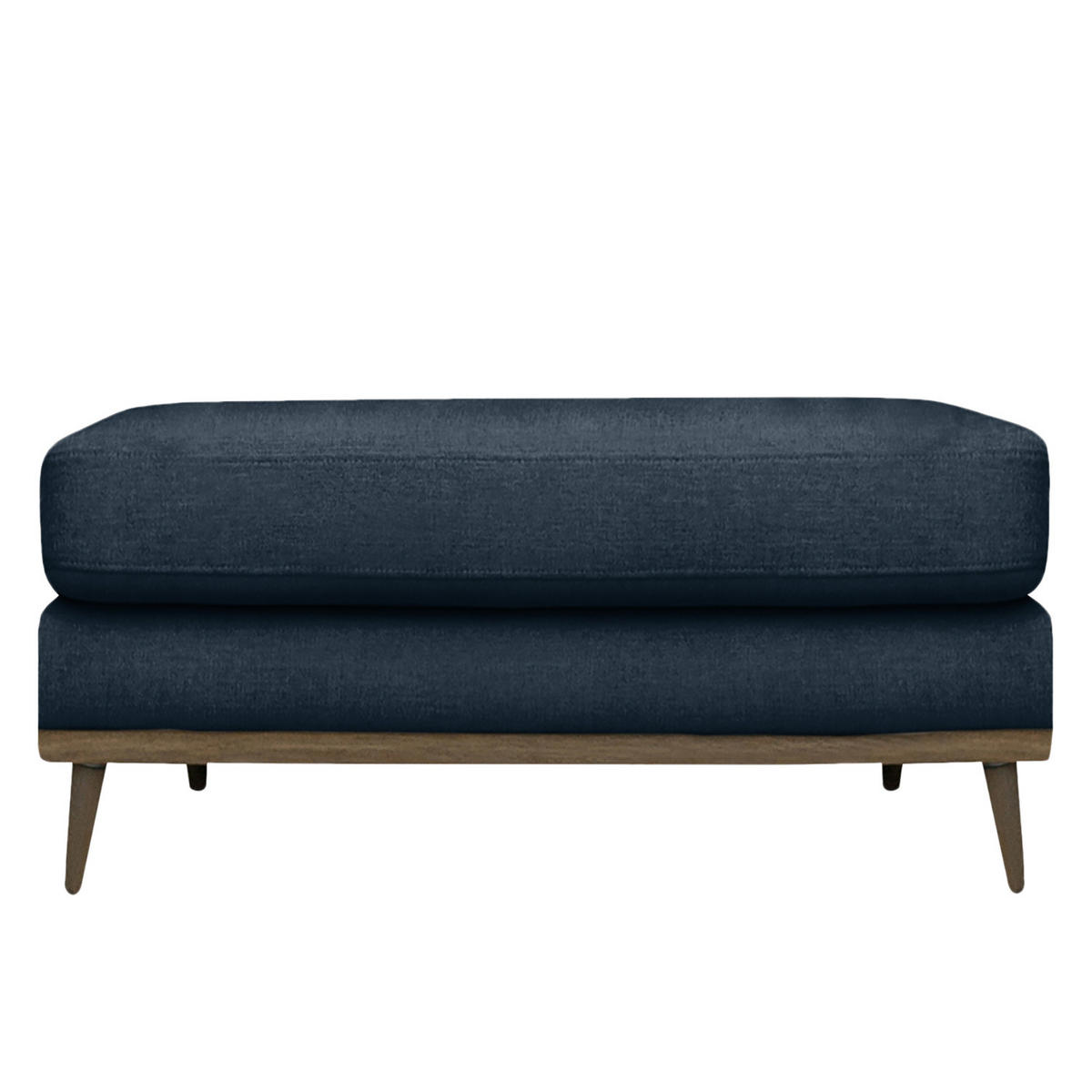 POLSTERHOCKER - Eichefarben/Dunkelblau, Eichenholz/Textil (85/43/60cm) - home24