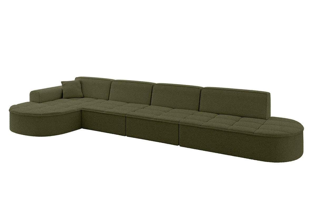 ECKSOFA Ottomane Links TARO-L3 - 413x171x79,5 cm Grün - Grün, Holzwerkstoff/Textil (413/171cm) - ALTDECOR