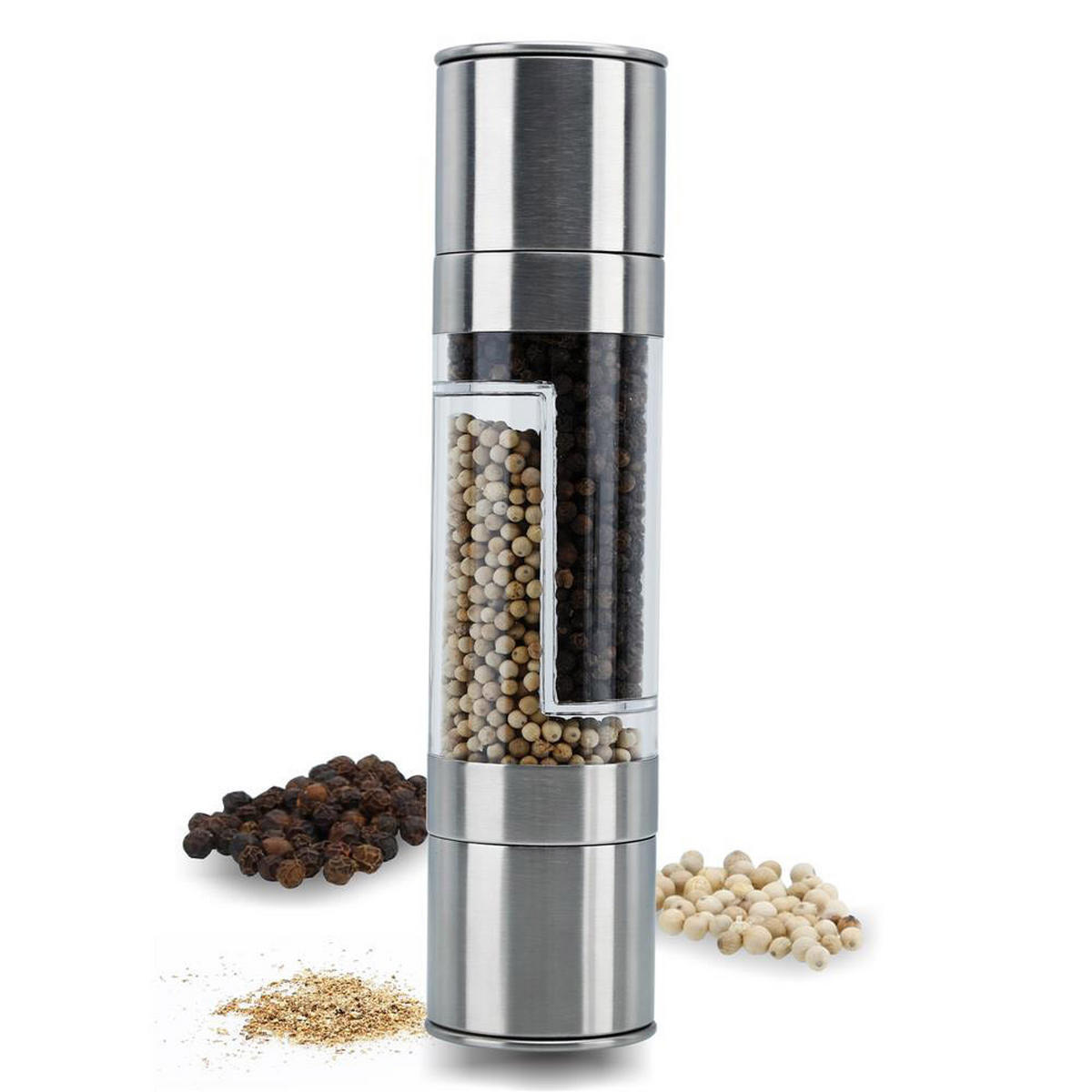 PFEFFERMÜHLE 2 in 1 - Silberfarben, Metall (5.3/5.3/22cm) - Intirilife