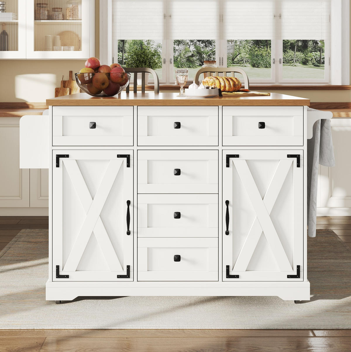 SERVIERWAGEN klappbar mit Stauraum 147 x 70 x 93 cm MDF Weiß - Weiß, Metall (70/93/147cm) - Beauniv
