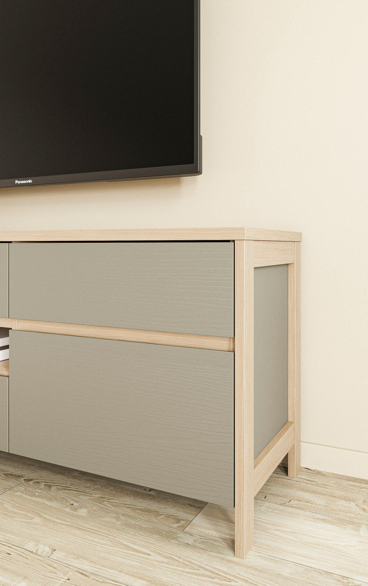 TV-LOWBOARD Salbei grün, Eiche, TV Unterteil skandinavisch 193 cm, Soft-Close - Salbeigrün/Eichefarben, Holzwerkstoff/Metall (193/58/39cm) - Furn.Design