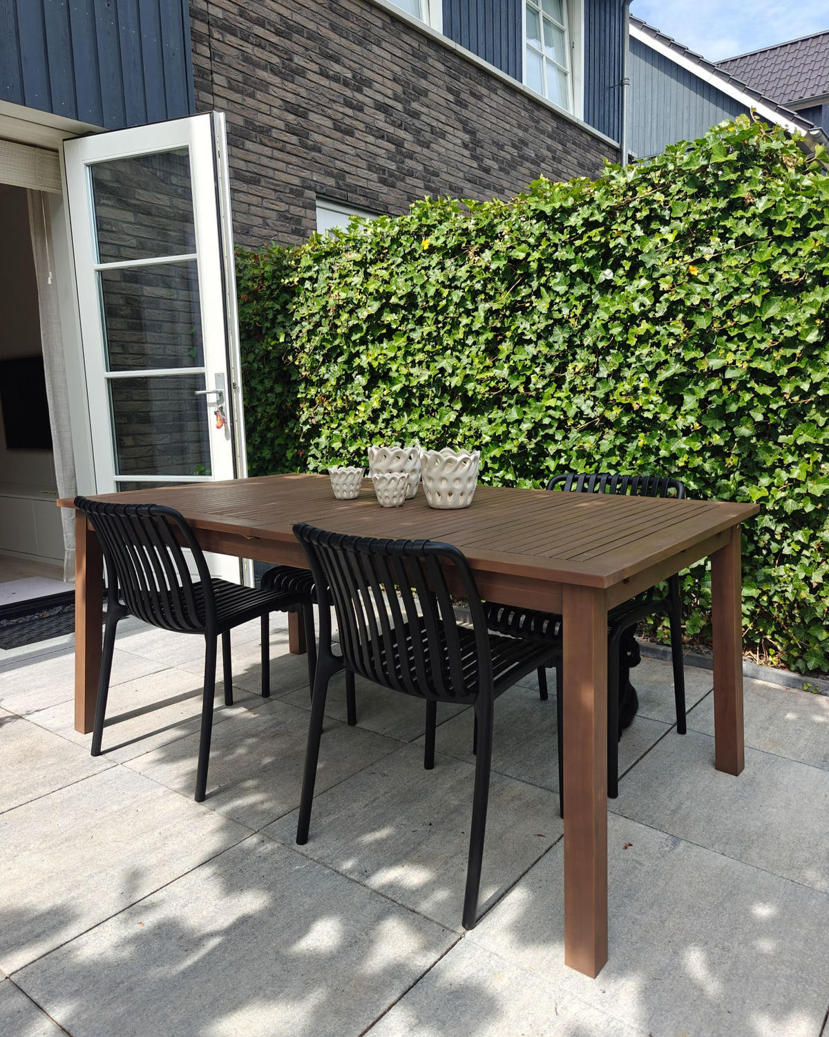 GARTENSTUHL 4er-Set Schwarz Ariccia - Schwarz, Kunststoff (45/78/50cm) - Beliani
