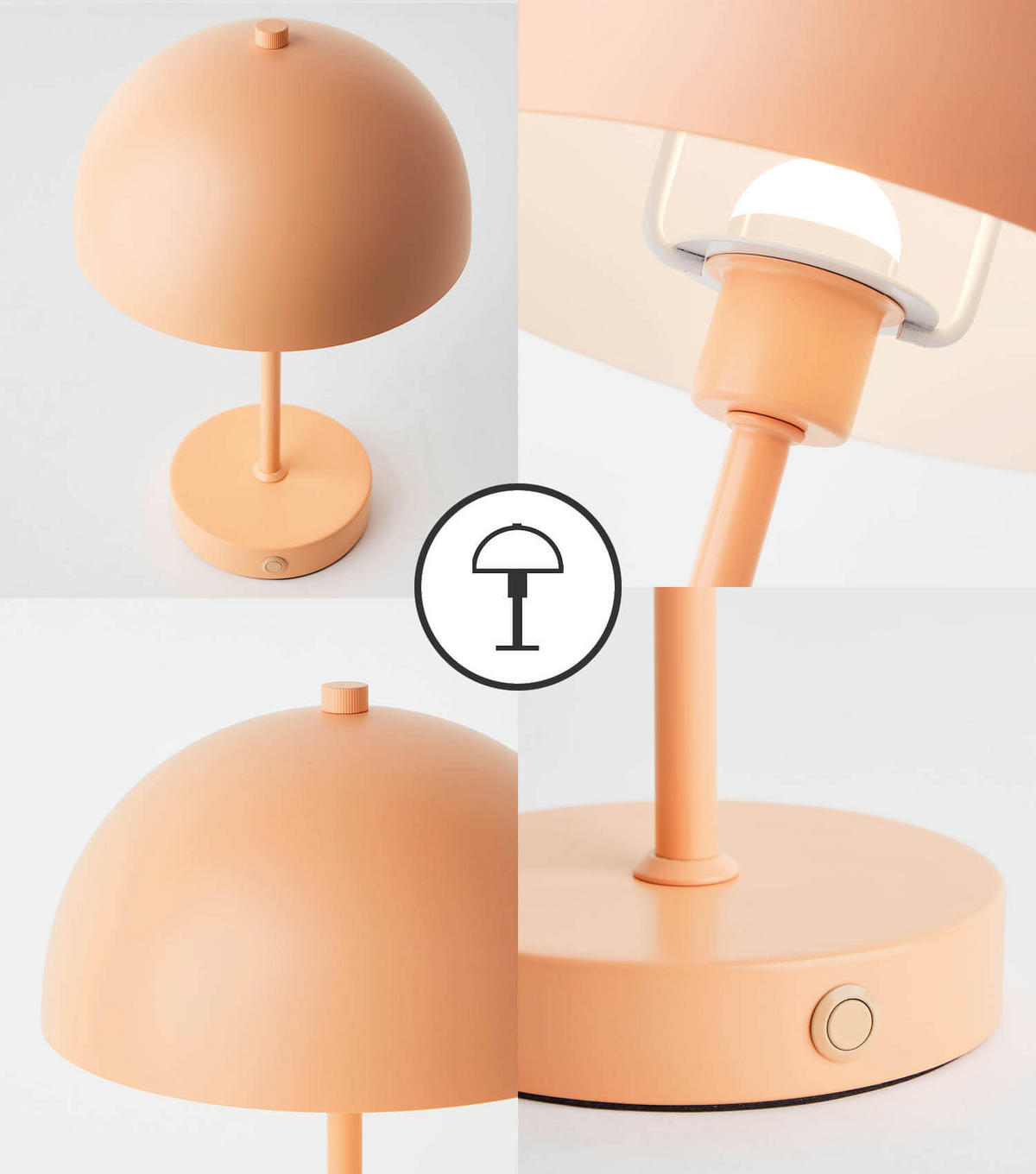 TISCHLAMPE KABELLOS Der Leuchtturm - Orange, Metall (20/20/31.5cm) - Mokebo