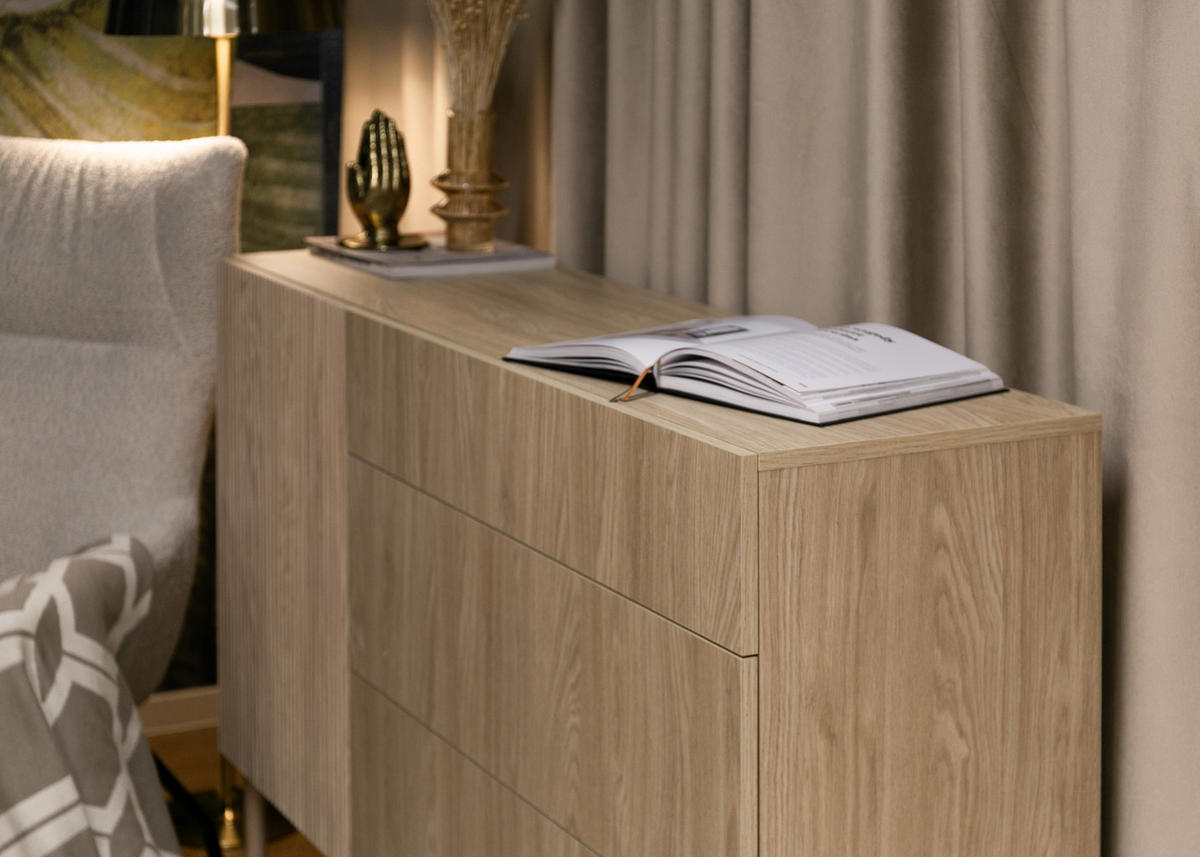 SIDEBOARD Nolie Eichenholzoptik mit 3 Schubladen 140 cm - Eichefarben, Holz/Holzwerkstoff (140/90.6/38cm) - Selsey