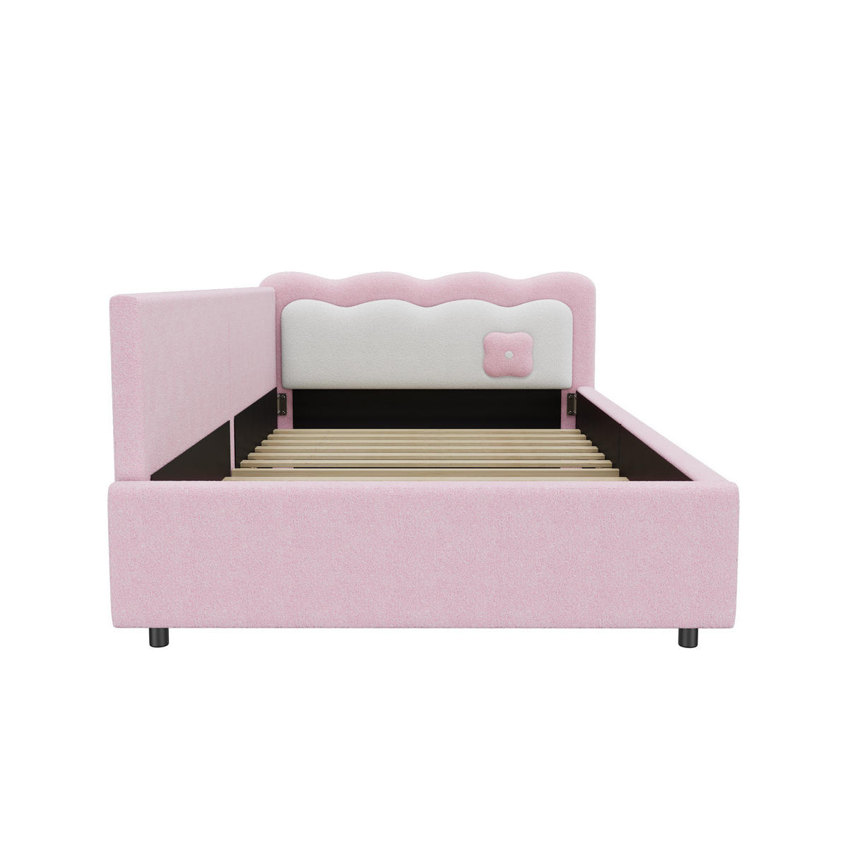 POLSTERBETT aus Samtimitat und MDF 90x200 cm in Rosa mit LED-Beleuchtung - Rosa, Textil (90/200cm) - Modfu