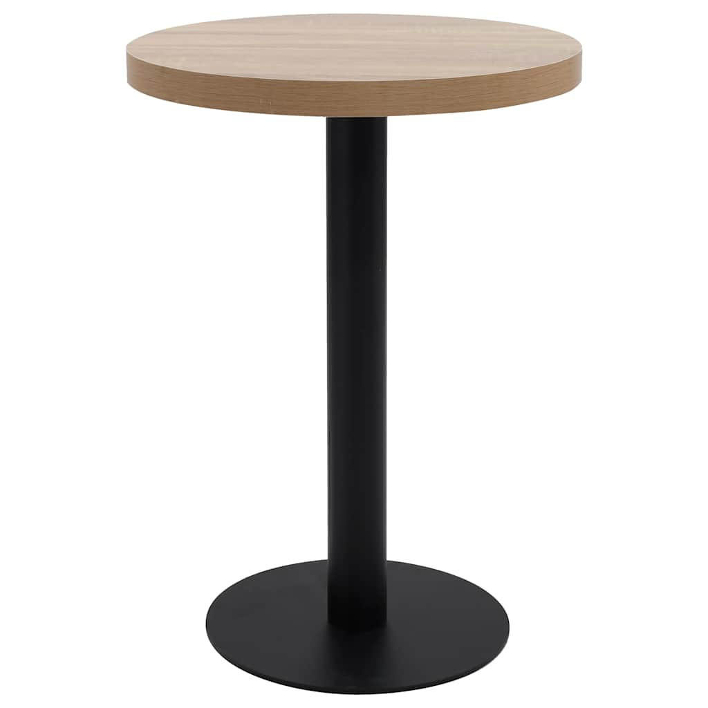 BISTROTISCH Flori rund Hellbraun/Schwarz 60 cm MDF - Schwarz, Holz (60/60/75cm) - DELUKE