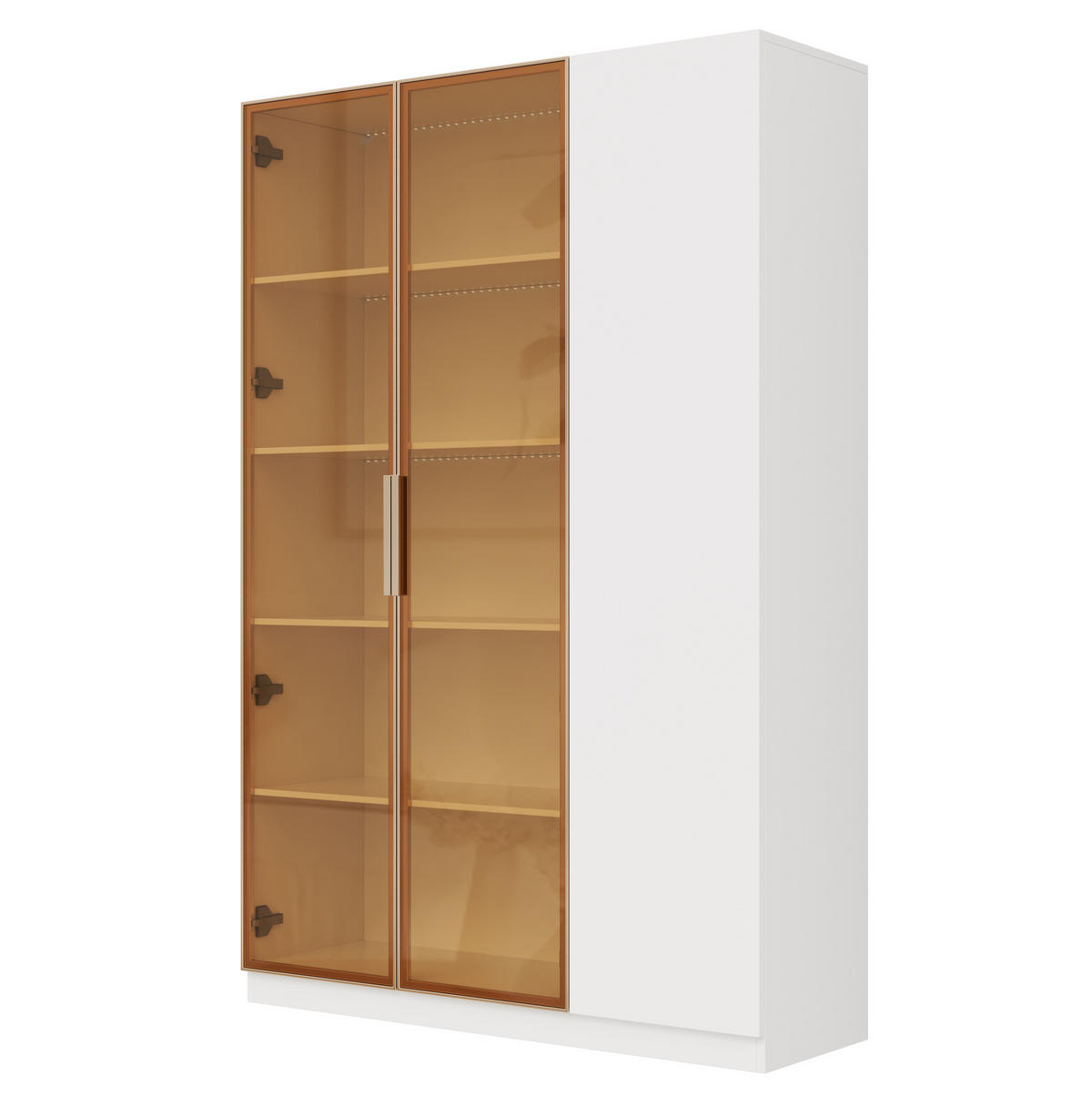 VITRÍNA z MDF 110x35x165 cm bílá s LED osvětlením, bezpečnostním sklem a nastavitelnými policemi - bílá, kompozitní dřevo (115/165/35cm) - Modfu
