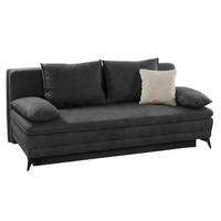 DAUER-SCHLAFSOFA Wellenunterfederung integr.Topper Bettkasten B202/T105/H90 cm, Liegefläche 158x199 cm, Mikrofaser Dunkelgrau Anthrazit / 15159 - Dunkelgrau/Anthrazit, Textil/Metall (202/90/105cm) - luma-home