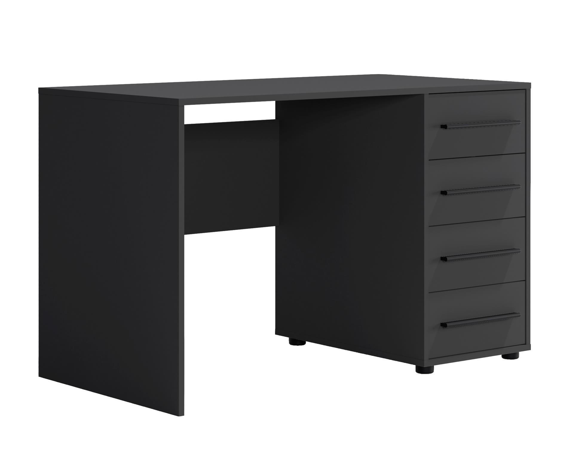 SCHREIBTISCH Maxivo Schwarz, mit Schubladen - Schwarz, Holzwerkstoff (60/120/75cm) - Bettso