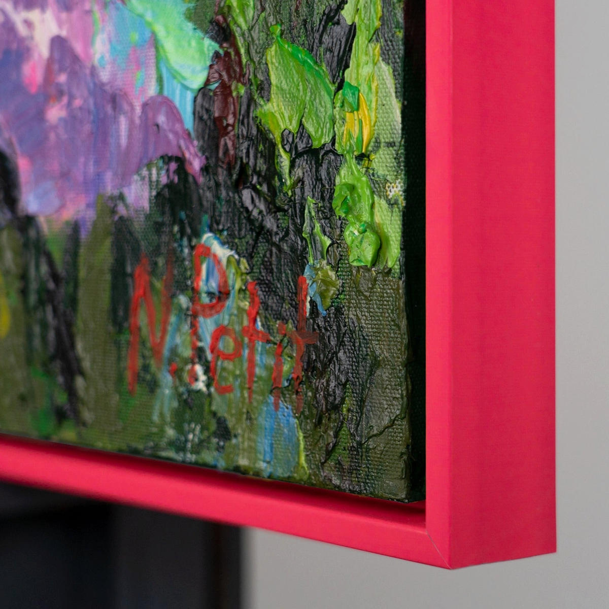 GEMÄLDE Blumige Farben Schattenfugenrahmen Pink 100x50 cm - Pink, Holz (100/50cm) - YS-art gallery