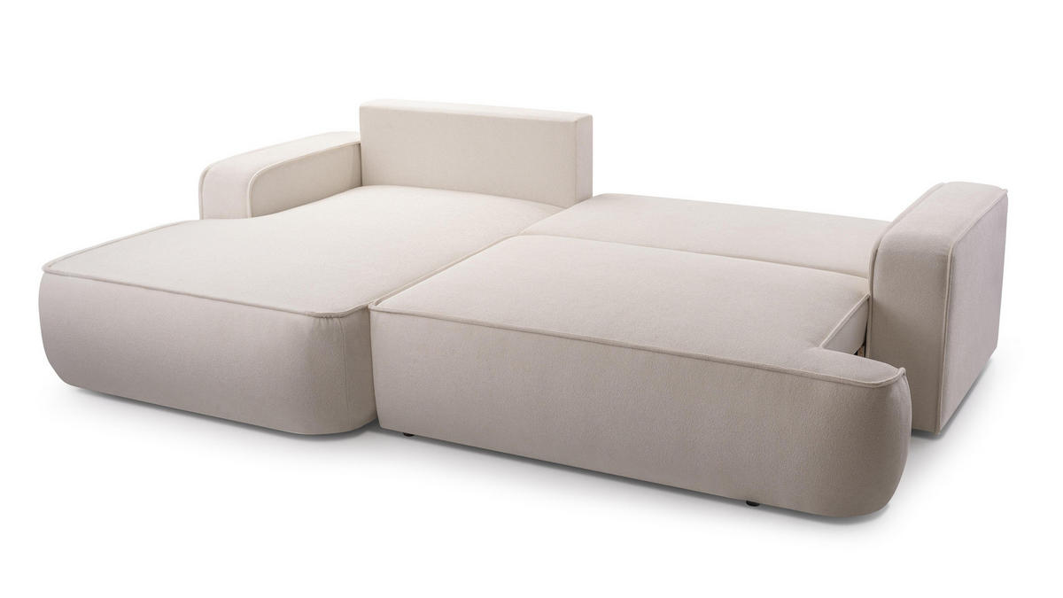 ECKSOFA L Form Ablia Creme 267/168/87 cm mit Schlaffunktion L - Creme/Schwarz, Kunststoff/Textil (168/267cm) - AX Living