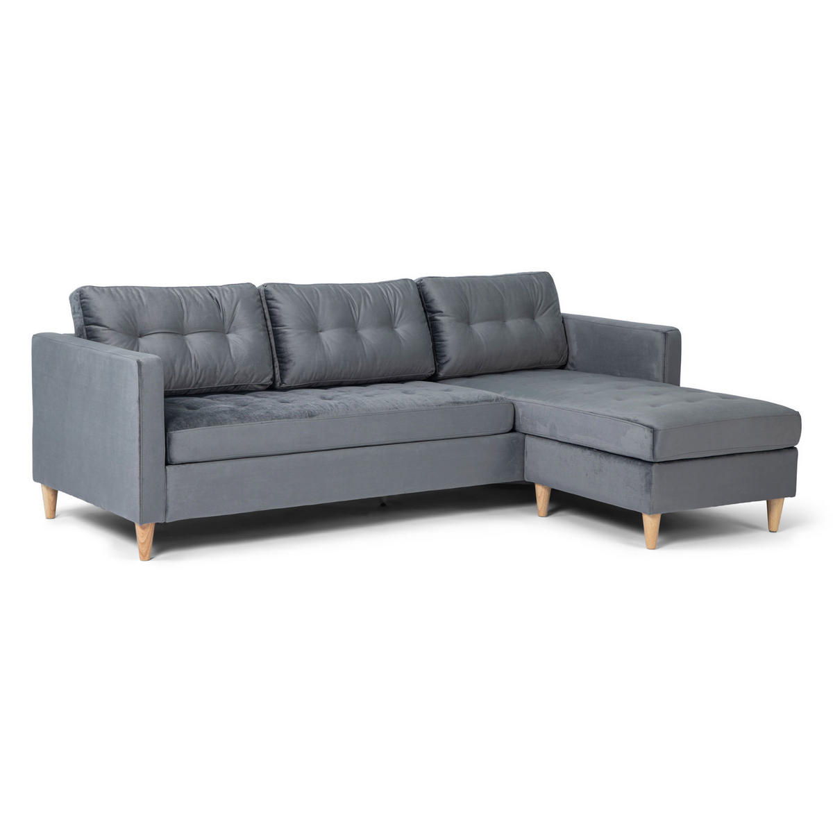 ECKSOFA Velours grau - Grau, Textil (219/151cm) - ebuy24