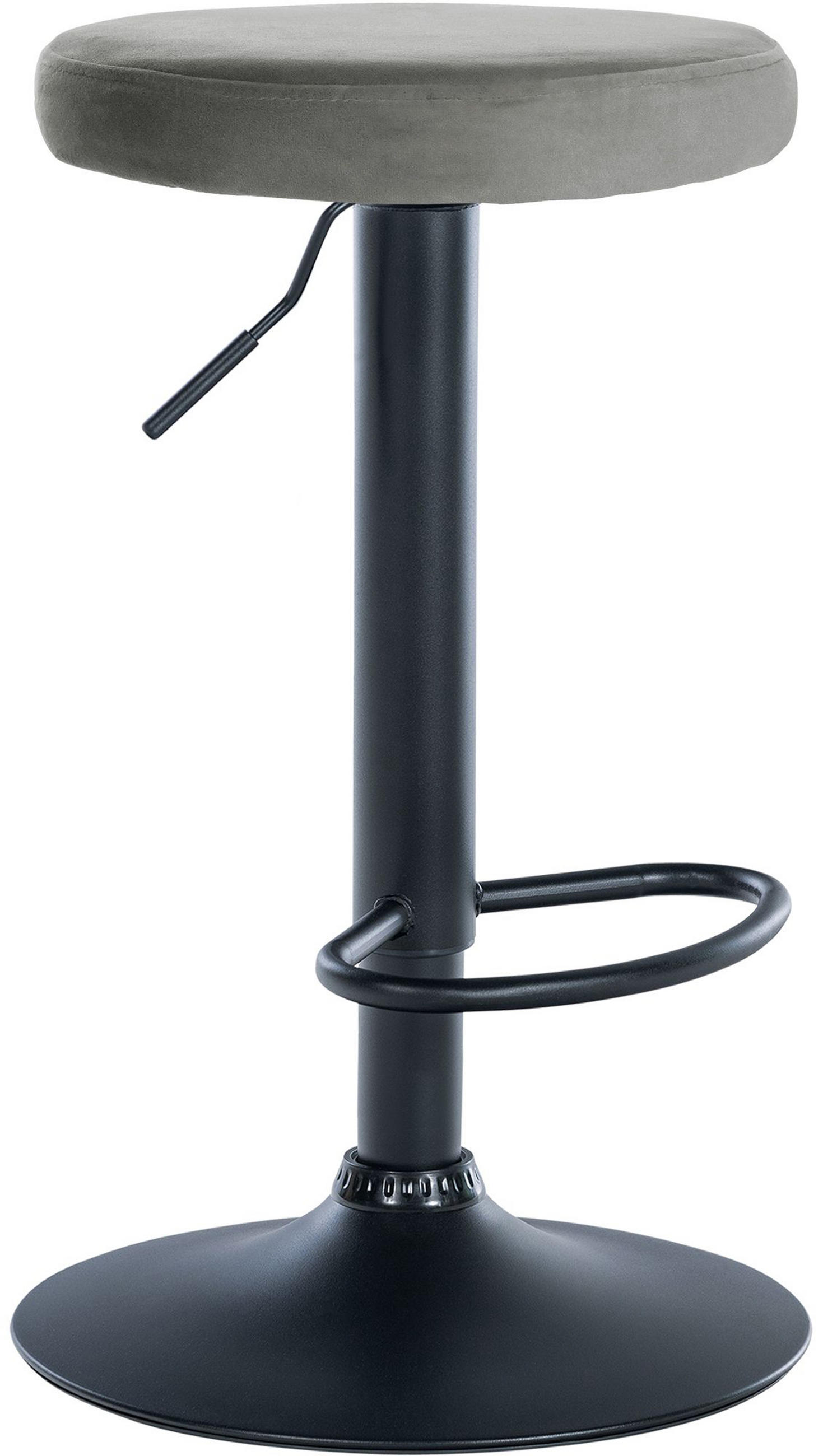 BARHOCKER Pontius Samt schwarz grau - Schwarz/Grau, Textil/Metall (38.5/81/38.5cm) - TPFLiving