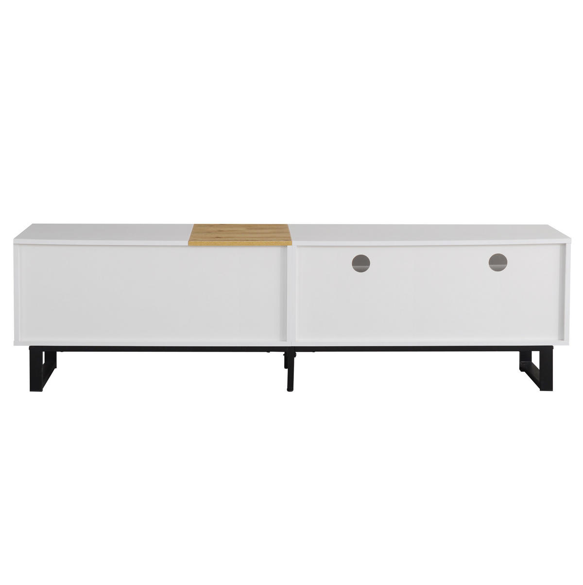 LOWBOARD 180/38/50 cm in Weiß und Holzoptik aus MDF mit 2 Schubladen und 2 Türen - Weiß, Holzwerkstoff (38/50/180cm) - OKMYHOME