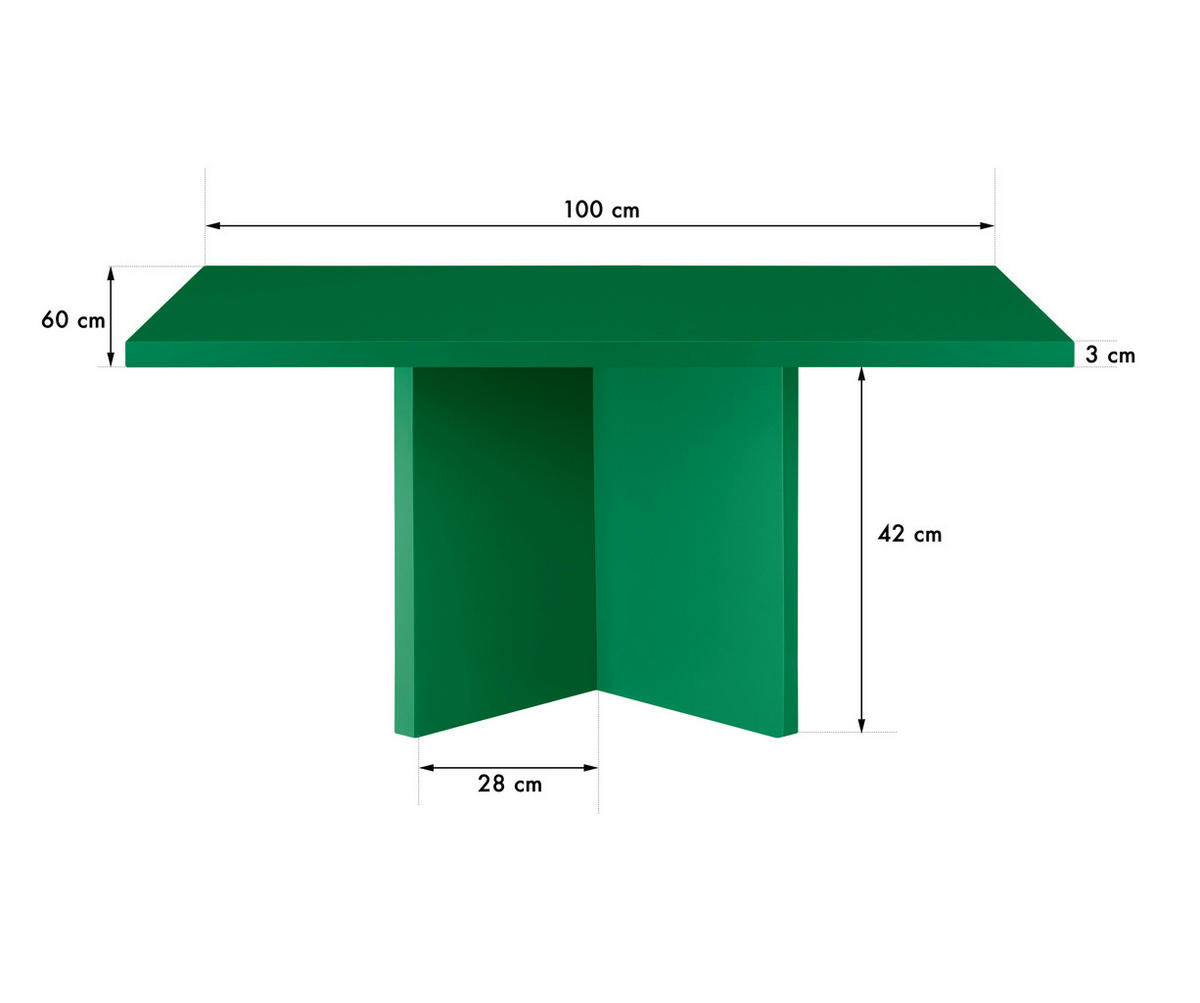 COUCHTISCH mit widerstandsfähiger MDF-Platte 3cm Smaragdgrün 100/60 cm - Smaragdgrün, Holzwerkstoff (60/100/42cm) - RNT By Really Nice Things
