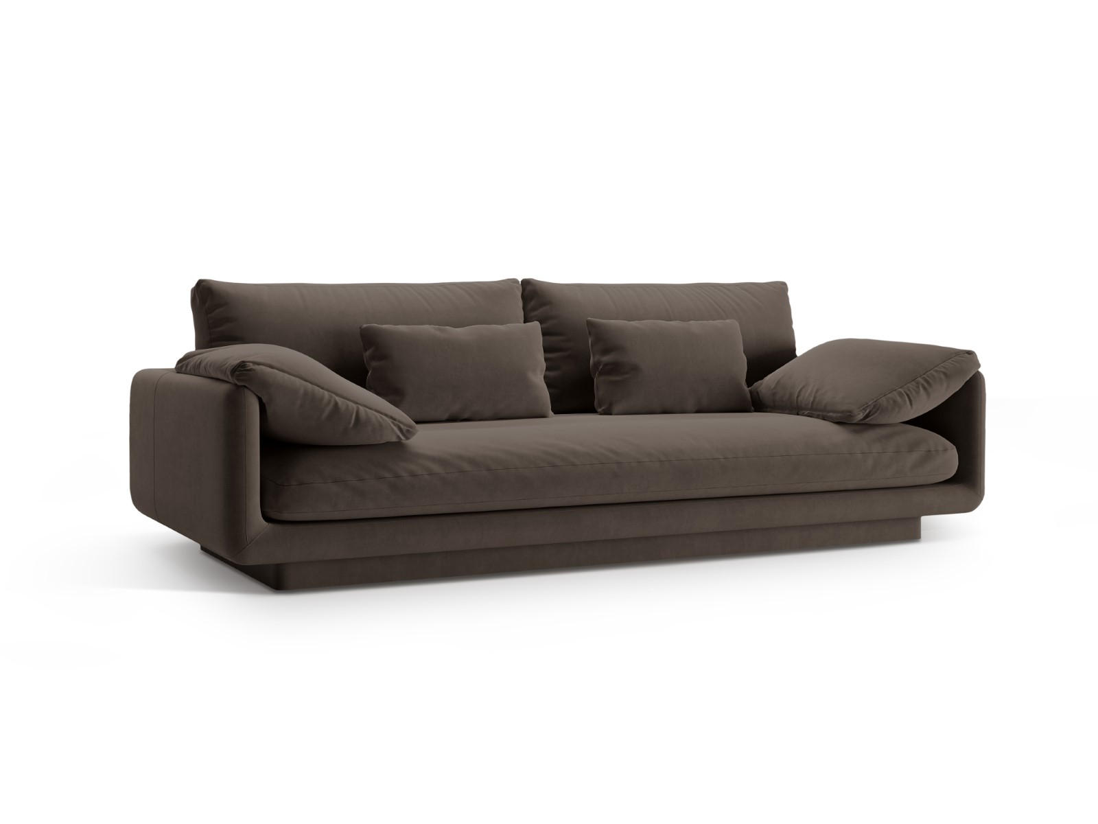 SOFA Torino aus Samt ebenholz 3 Sitzplätze - Graubraun, Textil (103/83/220cm) - Micadoni