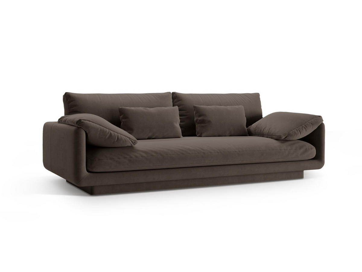 SOFA Torino aus Samt ebenholz 3 Sitzplätze - Graubraun, Textil (103/83/220cm) - Micadoni