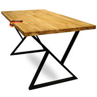 ESSTISCH Massivholz MEDO 180x100 cm Eichenholz Doppel-Dreieck Gestell - Braun, Holz/Metall (100/180/76cm) - DELUKE