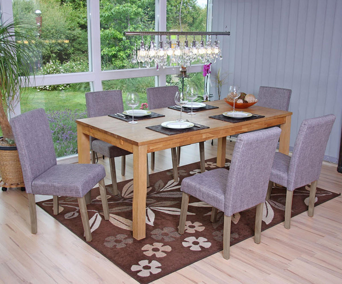 ESSZIMMERSTUHL 6er-Set klassisch und zeitlos 90x43x56cm Sitzhöhe 45cmTextil Beine Struktur - Eiche Grau - Grau, Textil (43/90/56cm) - CHEFGASTRO