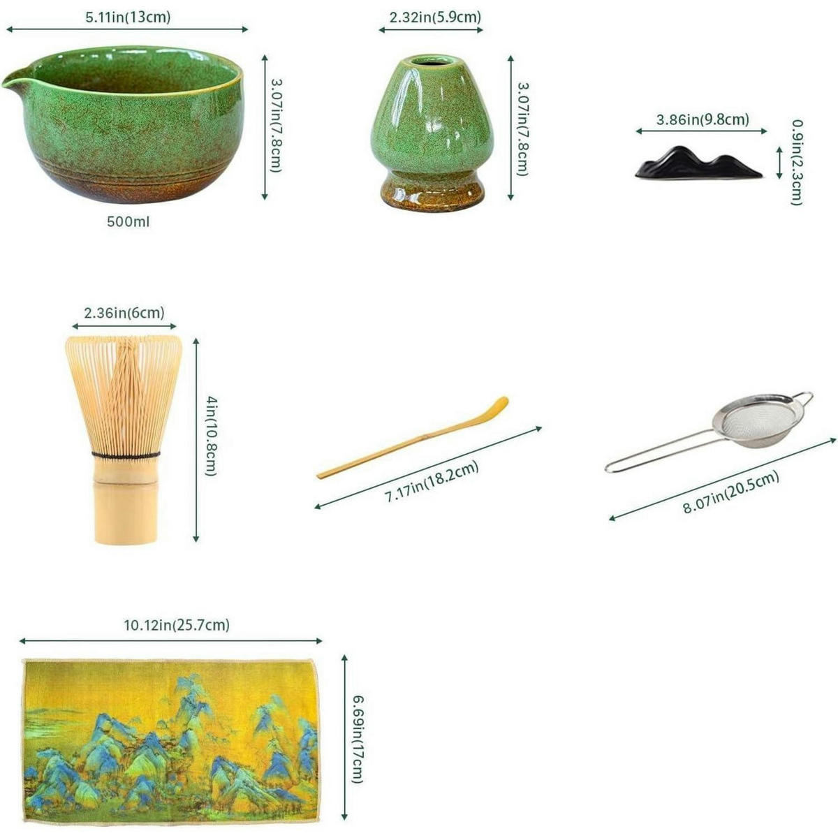 MATCHA Set 7-teiliges Set Grün - Grün, Keramik (14/1.5/14.5cm)