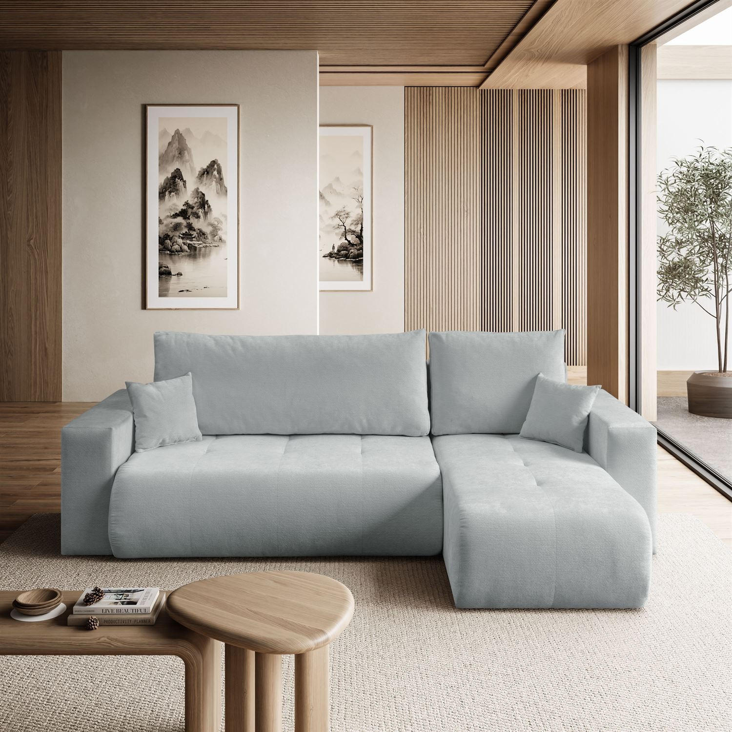 Ecksofa CLOUD II L mit Schlaffunktion, Vibe 85 - Hellgrau, Textil (247/152cm) - Lookway