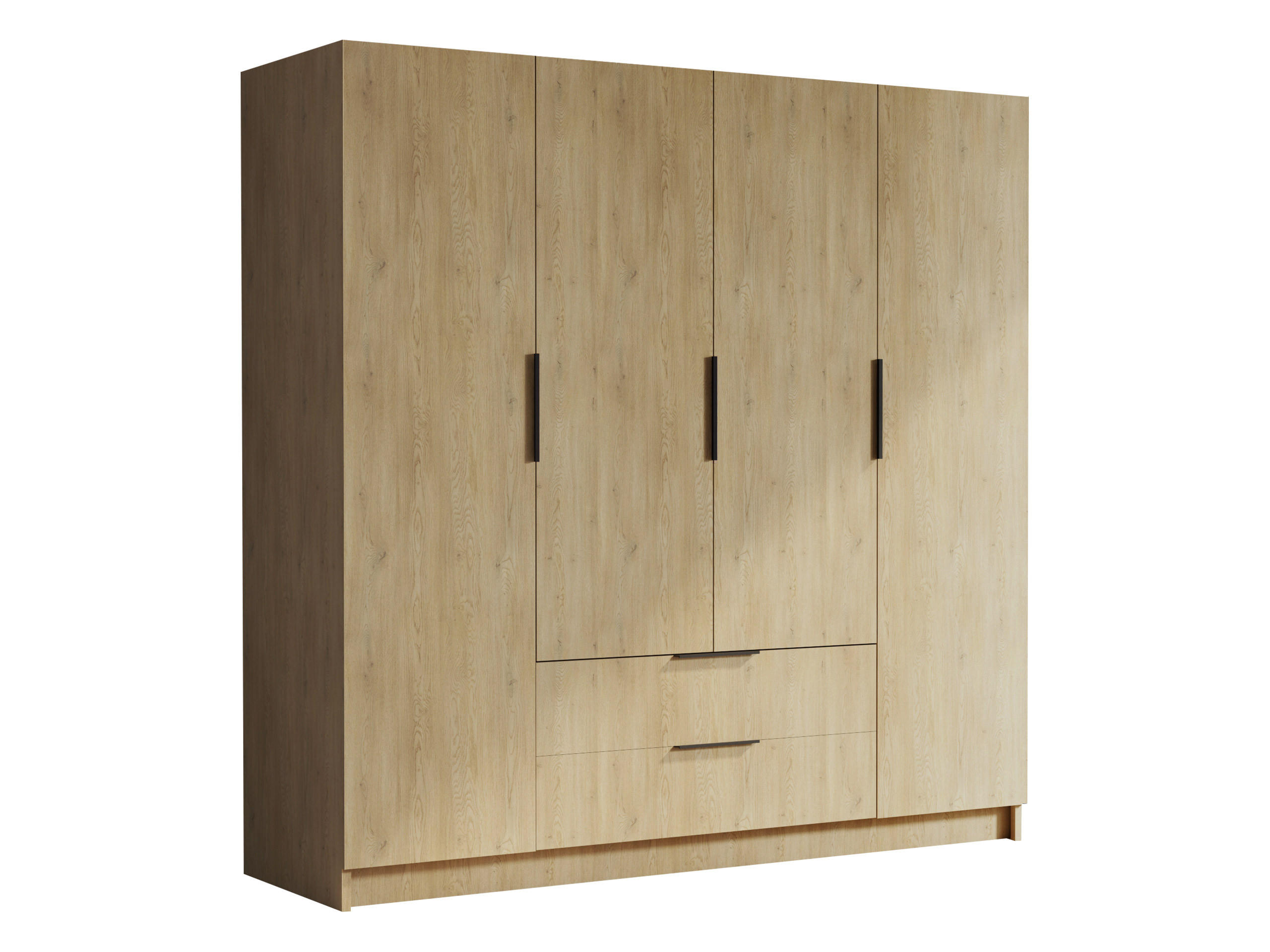 KLEIDERSCHRANK Sofia I - Eichefarben/Schwarz, Holzwerkstoff/Kunststoff (200/216/60cm) - MIRJAN24