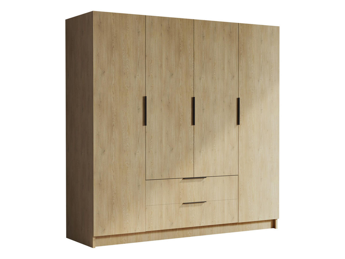 KLEIDERSCHRANK Sofia I - Eichefarben/Schwarz, Holzwerkstoff/Kunststoff (200/216/60cm) - MIRJAN24