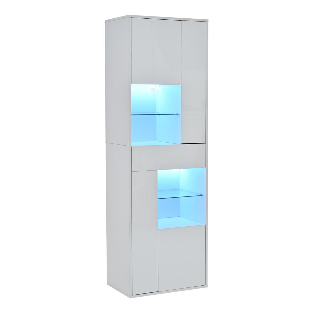 VITRINE mit LED 55 x 38 x 170 cm Hochglanz Weiß - Weiß, Holzwerkstoff (38/170/55cm) - Beauniv