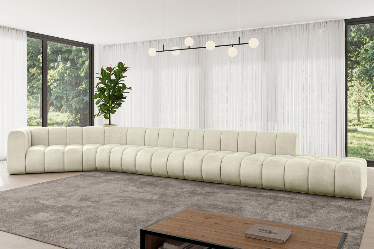 ECKSOFA modulares Sofa Tilmo-L3 - 581x194x70 cm Beige - Beige, Holzwerkstoff/Textil (581/194cm) - ALTDECOR